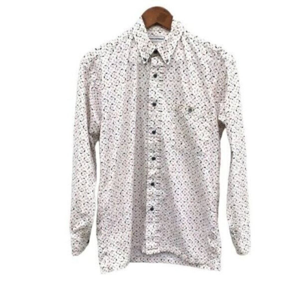 Vintage 80s Ted Lapidus Men's Abstract Print Button Down Dress Shirt